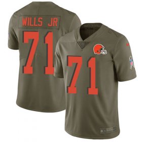 Wholesale Cheap Nike Browns #71 Jedrick Wills JR Olive Men\'s Stitched NFL Limited 2017 Salute To Service Jersey