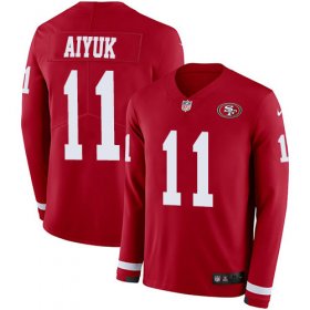 Wholesale Cheap Nike 49ers #11 Brandon Aiyuk Red Team Color Men\'s Stitched NFL Limited Therma Long Sleeve Jersey