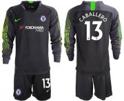 Wholesale Cheap Chelsea #13 Caballero Black Goalkeeper Long Sleeves Soccer Club Jersey