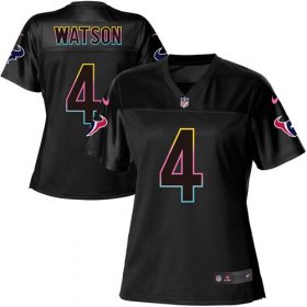 Wholesale Cheap Nike Texans #4 Deshaun Watson Black Women\'s NFL Fashion Game Jersey
