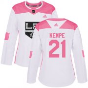 Wholesale Cheap Adidas Kings #21 Mario Kempe White/Pink Authentic Fashion Women's Stitched NHL Jersey