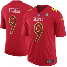 Wholesale Cheap Nike Ravens #9 Justin Tucker Red Men\'s Stitched NFL Game AFC 2017 Pro Bowl Jersey