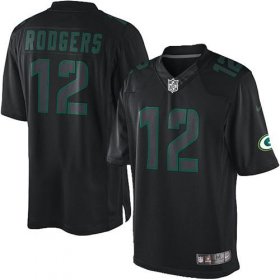 Wholesale Cheap Nike Packers #12 Aaron Rodgers Black Men\'s Stitched NFL Impact Limited Jersey
