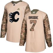 Wholesale Cheap Adidas Flames #7 TJ Brodie Camo Authentic 2017 Veterans Day Stitched Youth NHL Jersey