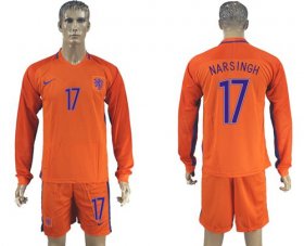 Wholesale Cheap Holland #17 Narsingh Home Long Sleeves Soccer Country Jersey