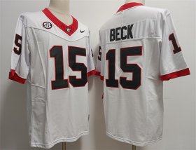 Cheap Georgia Bulldogs #15 Carson Beck White Stitched Jersey
