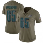 Wholesale Cheap Nike Eagles #65 Lane Johnson Olive Women's Stitched NFL Limited 2017 Salute to Service Jersey