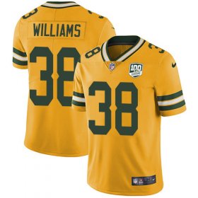 Wholesale Cheap Nike Packers #38 Tramon Williams Yellow Men\'s 100th Season Stitched NFL Limited Rush Jersey