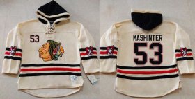 Wholesale Cheap Blackhawks #53 Brandon Mashinter Cream Heavyweight Pullover Hoodie Stitched NHL Jersey
