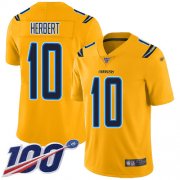 Wholesale Cheap Nike Chargers #10 Justin Herbert Gold Men's Stitched NFL Limited Inverted Legend 100th Season Jersey