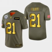 Wholesale Cheap Dallas Cowboys #21 Ezekiel Elliott Men's Nike Olive Gold 2019 Salute to Service Limited NFL 100 Jersey