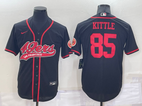 Wholesale Cheap Men\'s San Francisco 49ers #85 George Kittle Black Stitched Cool Base Nike Baseball Jersey