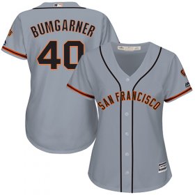 Wholesale Cheap Giants #40 Madison Bumgarner Grey Road Women\'s Stitched MLB Jersey