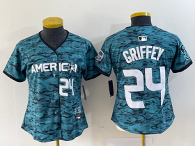 Wholesale Cheap Women\'s Seattle Mariners #24 Ken Griffey Number Teal 2023 All Star Cool Base Stitched Jersey