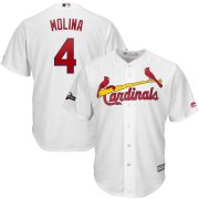 Wholesale Cheap St. Louis Cardinals #4 Yadier Molina Majestic 2019 Postseason Official Cool Base Player Jersey White