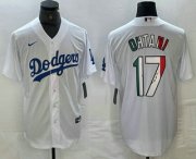 Cheap Men's Los Angeles Dodgers #17 Shohei Ohtani Mexico White Cool Base Stitched Jersey