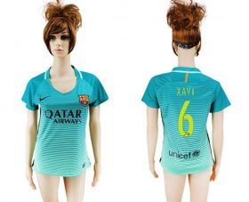 Wholesale Cheap Women\'s Barcelona #6 Xavi Sec Away Soccer Club Jersey