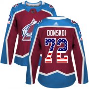 Wholesale Cheap Adidas Avalanche #72 Joonas Donskoi Burgundy Home Authentic USA Flag Women's Stitched NHL Jersey
