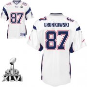 Wholesale Cheap Patriots #87 Rob Gronkowski White Super Bowl XLVI Embroidered NFL Jersey