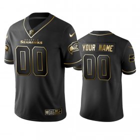 Wholesale Cheap Seahawks Custom Men\'s Stitched NFL Vapor Untouchable Limited Black Golden Jersey
