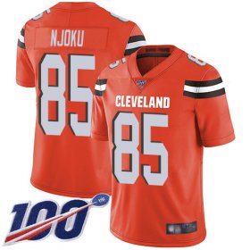 Wholesale Cheap Nike Browns #85 David Njoku Orange Alternate Men\'s Stitched NFL 100th Season Vapor Limited Jersey