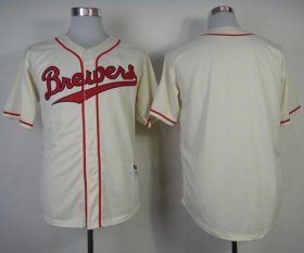 Wholesale Cheap Brewers Blank Cream 1948 Turn Back The Clock Stitched MLB Jersey