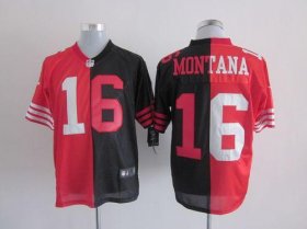 Wholesale Cheap Nike 49ers #16 Joe Montana Black/Red Men\'s Stitched NFL Elite Split Jersey
