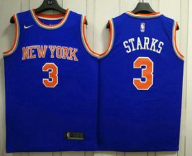 Wholesale Cheap Men\'s New York Knicks #3 John Starks New Blue 2017-2018 Nike Swingman Stitched NBA Jersey