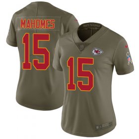 Wholesale Cheap Nike Chiefs #15 Patrick Mahomes Olive Women\'s Stitched NFL Limited 2017 Salute to Service Jersey