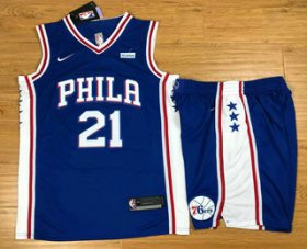 Wholesale Cheap Men\'s Philadelphia 76ers #21 Joel Embiid Royal Blue 2017-2018 Nike Swingman Stubhub Stitched NBA Jersey With Shorts