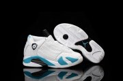Wholesale Cheap Air Jordan 14 Kid Shoes White/blue-black