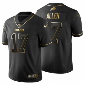 Wholesale Cheap Buffalo Bills #17 Josh Allen Men\'s Nike Black Golden Limited NFL 100 Jersey