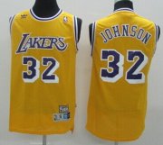 Wholesale Cheap Los Angeles Lakers #32 Magic Johnson Yellow Swingman Throwback Jersey