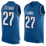 Wholesale Cheap Nike Lions #27 Justin Coleman Blue Team Color Men's Stitched NFL Limited Tank Top Jersey