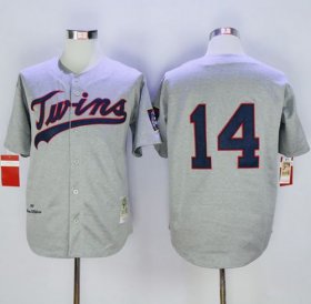 Wholesale Cheap Mitchell And Ness 1969 Twins #14 Kent Hrbek Grey Throwback Stitched MLB Jersey
