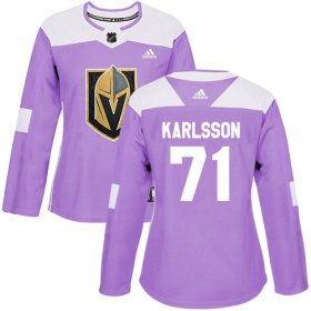 Wholesale Cheap Adidas Golden Knights #71 William Karlsson Purple Authentic Fights Cancer Women\'s Stitched NHL Jersey