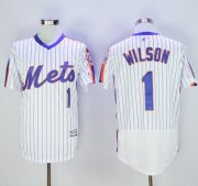Wholesale Cheap Mets #1 Mookie Wilson White(Blue Strip) Flexbase Authentic Collection Alternate Stitched MLB Jersey