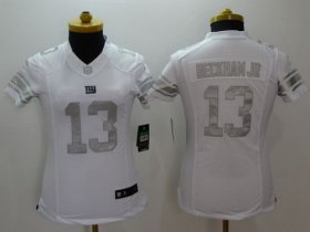 Wholesale Cheap Nike Giants #13 Odell Beckham Jr Royal White Women\'s Stitched NFL Limited Platinum Jersey