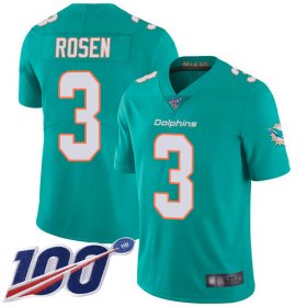 Wholesale Cheap Nike Dolphins #3 Josh Rosen Aqua Green Team Color Men\'s Stitched NFL 100th Season Vapor Limited Jersey