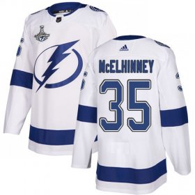 Cheap Adidas Lightning #35 Curtis McElhinney White Road Authentic 2020 Stanley Cup Champions Stitched NHL Jersey