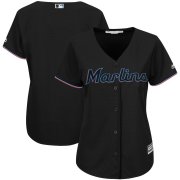 Wholesale Cheap Marlins Black Majestic Women's Alternate Team Cool Base Stitched MLB Jersey