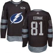 Cheap Adidas Lightning #81 Erik Cernak Black 1917-2017 100th Anniversary Stitched NHL Jersey