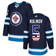 Wholesale Cheap Adidas Jets #5 Dmitry Kulikov Navy Blue Home Authentic USA Flag Stitched NHL Jersey
