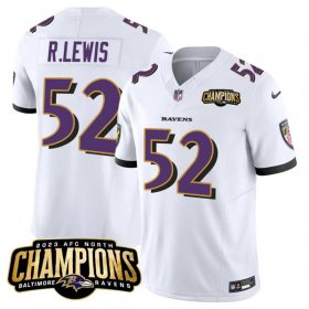Cheap Men\'s Baltimore Ravens #52 Ray Lewis White 2023 F.U.S.E. AFC North Champions Vapor Limited Football Stitched Jersey