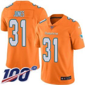 Wholesale Cheap Nike Dolphins #31 Byron Jones Orange Men\'s Stitched NFL Limited Rush 100th Season Jersey