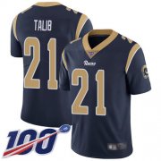 Wholesale Cheap Nike Rams #21 Aqib Talib Navy Blue Team Color Men's Stitched NFL 100th Season Vapor Limited Jersey