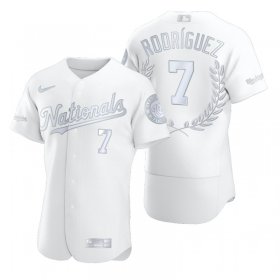 Wholesale Cheap Washington Nationals #7 Ivan Rodriguez Men\'s Nike Platinum MLB MVP Limited Player Edition Jersey