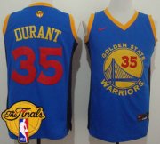 Wholesale Cheap Men's Warriors #35 Kevin Durant Blue Red No. Fashion 2017 The Finals Patch Stitched NBA Jersey