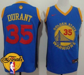 Wholesale Cheap Men\'s Warriors #35 Kevin Durant Blue Red No. Fashion 2017 The Finals Patch Stitched NBA Jersey