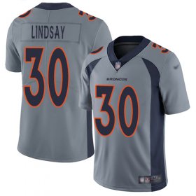 Wholesale Cheap Nike Broncos #30 Phillip Lindsay Gray Men\'s Stitched NFL Limited Inverted Legend Jersey